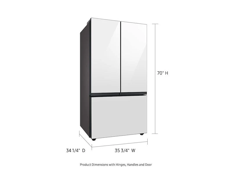 Samsung RF30BB620012AA Bespoke 3-Door French Door Refrigerator (30 cu. ft.) with AutoFill Water Pitcher in White Glass - Image 3