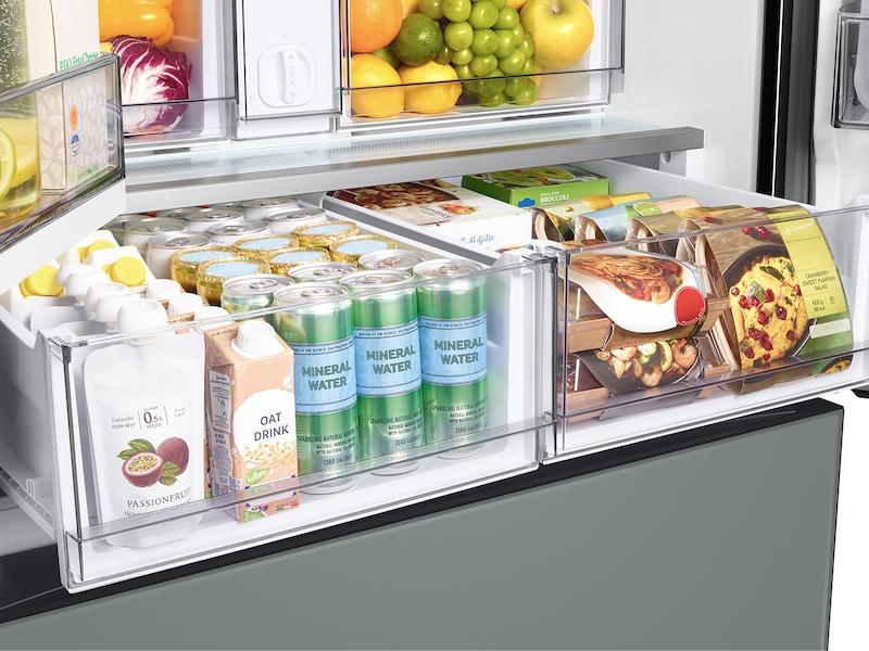 Samsung RF30BB69006MAA Bespoke 3-Door French Door Refrigerator (30 cu. ft.) - with Top Left and Family Hub™ Panel in White Glass - and Matte Grey Glass Bottom Door Panel - Image 11