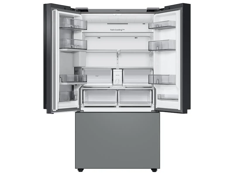 Samsung RF30BB69006MAA Bespoke 3-Door French Door Refrigerator (30 cu. ft.) - with Top Left and Family Hub™ Panel in White Glass - and Matte Grey Glass Bottom Door Panel - Image 4