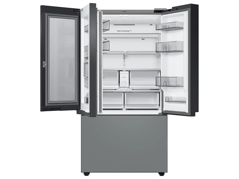 Samsung RF30BB69006MAA Bespoke 3-Door French Door Refrigerator (30 cu. ft.) - with Top Left and Family Hub™ Panel in White Glass - and Matte Grey Glass Bottom Door Panel - Image 5
