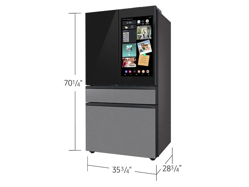 Samsung RF90F23AECR Bespoke 23 cu. ft. Counter Depth 4-Door French Door Refrigerator with AI Family Hub™+ & AI Vision Inside™ in Charcoal Glass and Stainless Steel - Image 3