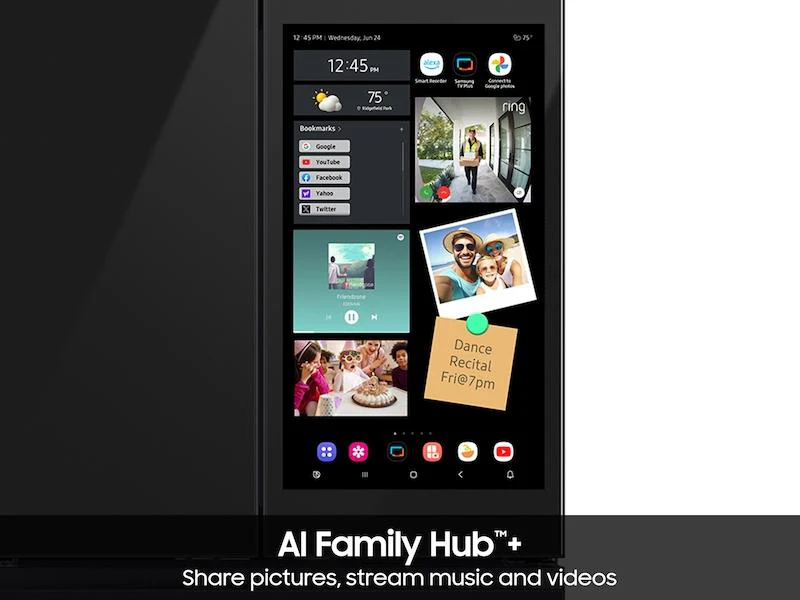 Samsung RF90F23AECR Bespoke 23 cu. ft. Counter Depth 4-Door French Door Refrigerator with AI Family Hub™+ & AI Vision Inside™ in Charcoal Glass and Stainless Steel - Image 8