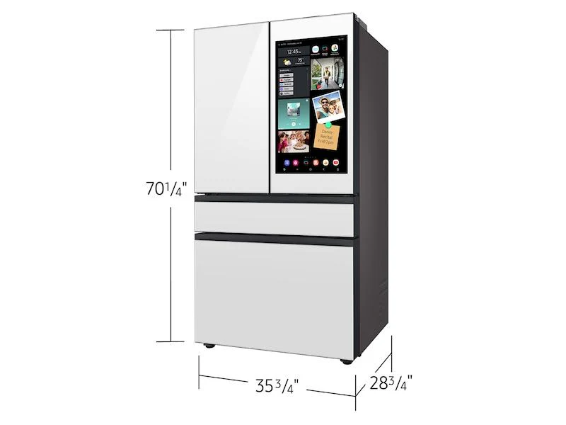 Samsung RF90F23AEW Bespoke 23 cu. ft. Counter Depth 4-Door French Door Refrigerator with AI Family Hub™+ AI Vision Inside™ in White Glass - Image 3