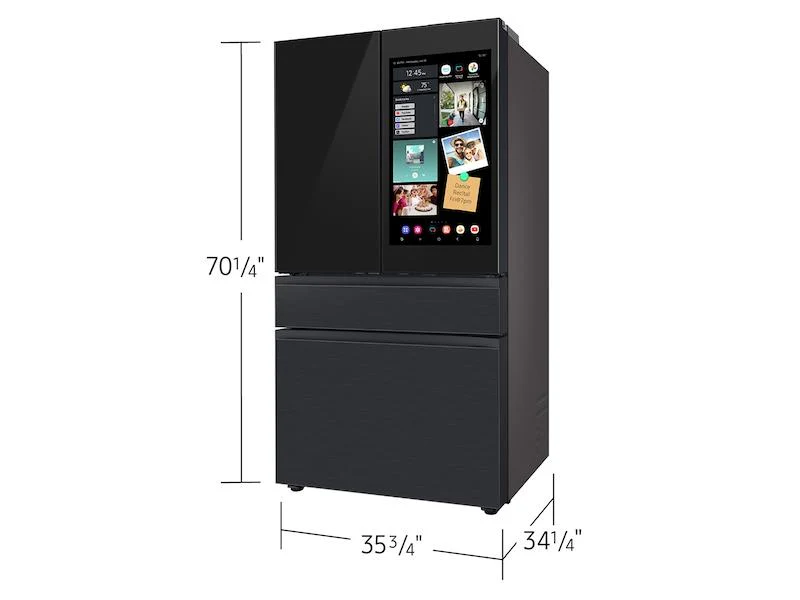 Samsung RF90F29AECE Bespoke 29 cu. ft. 4-Door French Door Refrigerator with AI Family Hub™+ & AI Vision Inside™ in Charcoal Glass and Black/Charcoal - Image 3