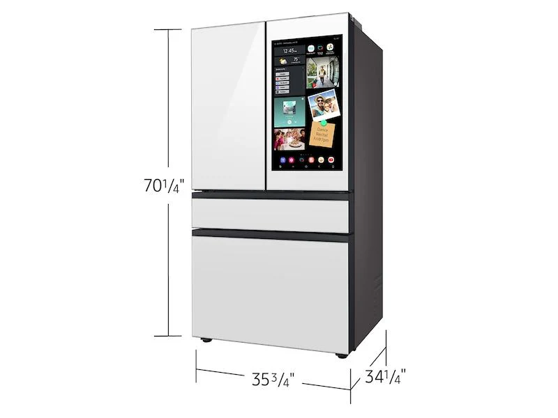 Samsung RF90F29AEW Bespoke 29 cu. ft. 4-Door French Door Refrigerator with AI Family Hub™+ & AI Vision Inside™ in White Glass - Image 3
