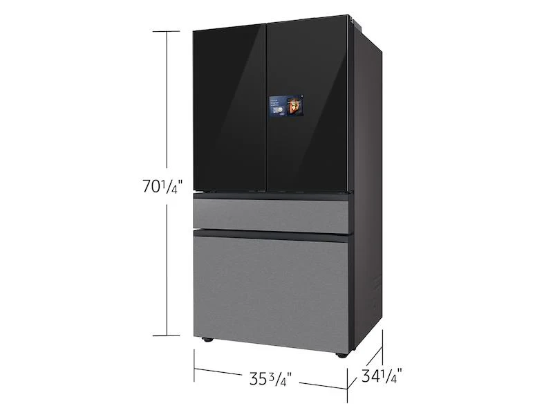 Samsung RF90F29BECR Bespoke 29 cu. ft. 4-Door French Door Refrigerator with AI Home & AI Vision Inside™ in Charcoal Glass and Stainless Steel - Image 3