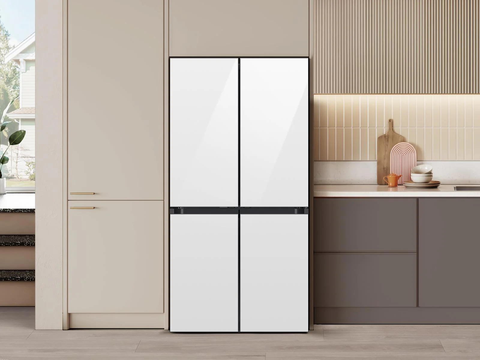 Samsung RM80F22WEW Bespoke 22 cu. ft. Counter Depth 4-Door French Door Refrigerator with Zero Clearance Fit & Food Showcase Door in White Glass - Image 11