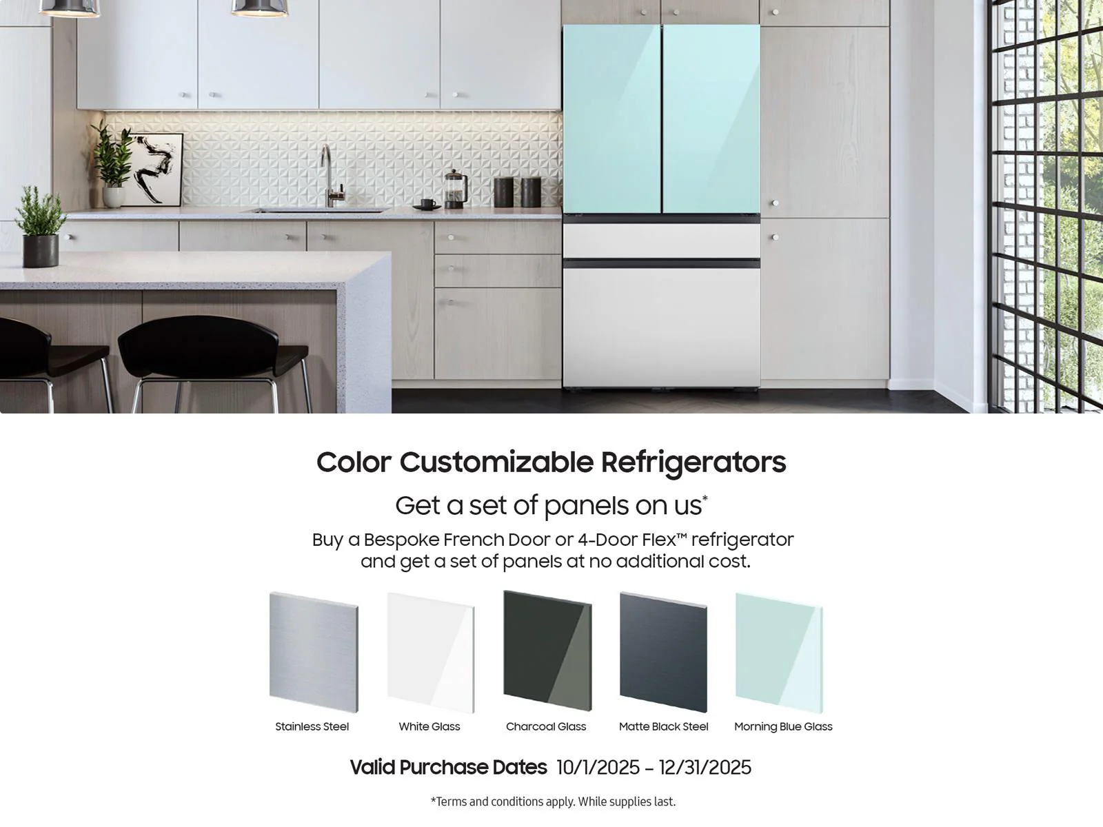 Samsung RM80F22WEW Bespoke 22 cu. ft. Counter Depth 4-Door French Door Refrigerator with Zero Clearance Fit & Food Showcase Door in White Glass - Image 3