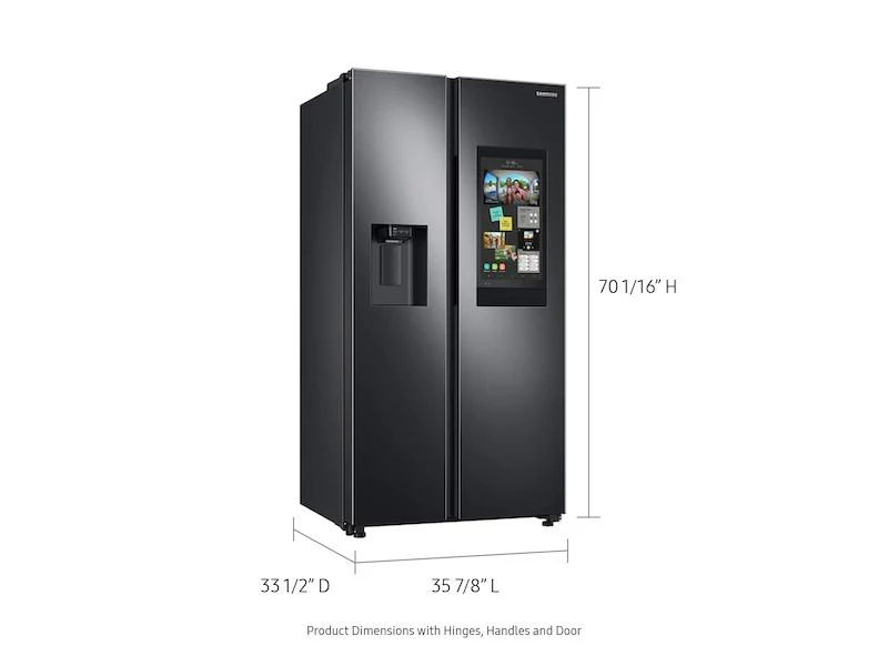 26.7 cu. ft. Large Capacity Side-by-Side Refrigerator with Touch Screen Family Hub™ in Black Stainless Steel - Image 2