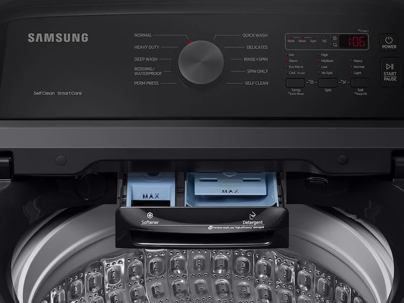 Samsung WA49B5105AV 4.9 cu. ft. Large Capacity Top Load Washer with ActiveWave™ Agitator and Deep Fill in Brushed Black - Image 9