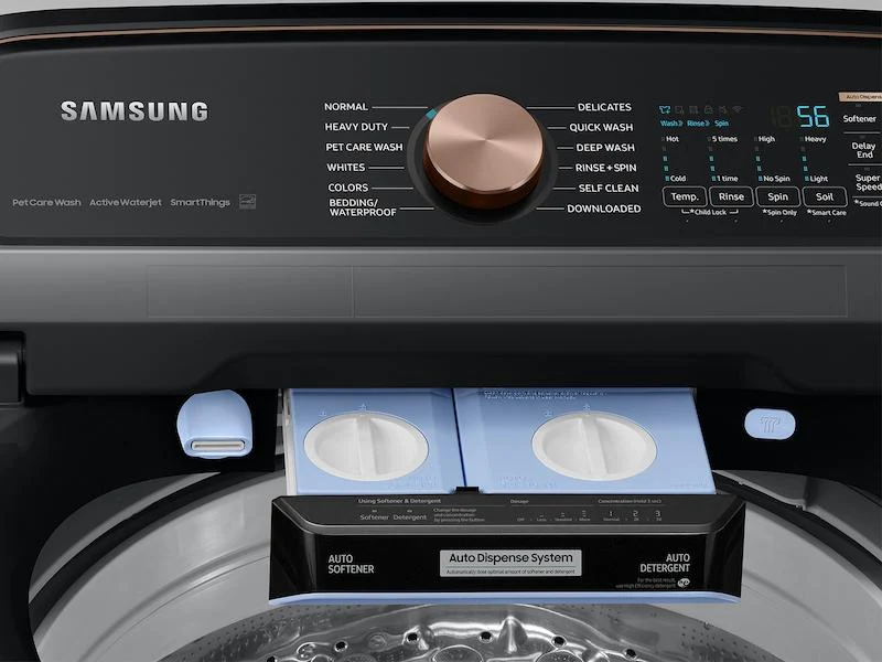 Samsung WA54CG7550AV 5.4 cu. ft. Extra-Large Capacity Smart Top Load Washer with Pet Care Solution and Auto Dispense System in Brushed Black - Image 10
