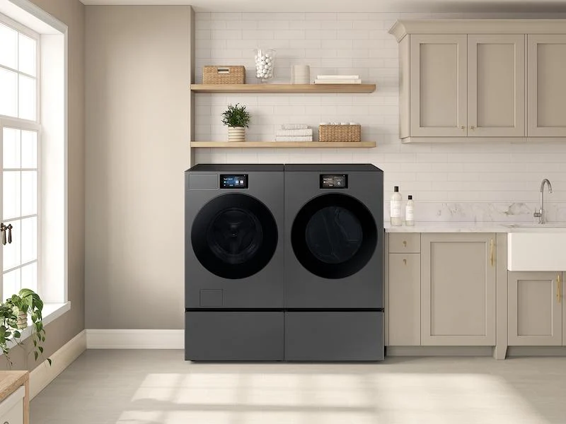 Samsung WE602NS Bespoke 27" Wide Laundry Pedestal with Storage Drawer in Dark Steel - Image 5