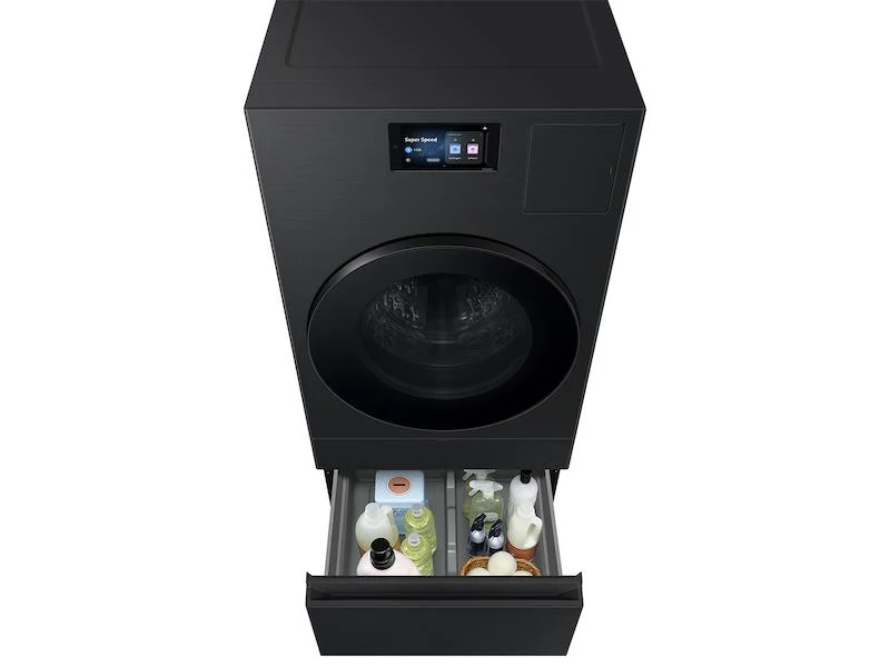 Samsung WE702NB Bespoke AI Laundry Combo™ Pedestal with Storage Drawer in Brushed Black - Image 4