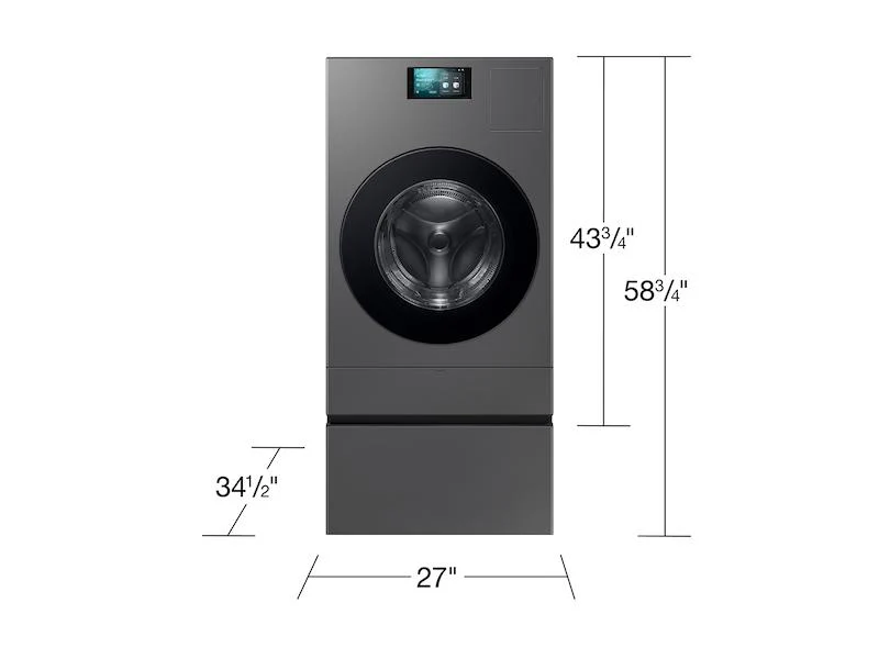 Samsung WE702NZ Bespoke AI Laundry Combo™ Pedestal with Storage Drawer in Dark Steel - Image 3