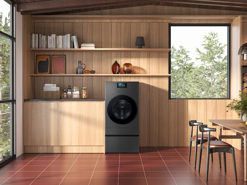 Samsung WE702NZ Bespoke AI Laundry Combo™ Pedestal with Storage Drawer in Dark Steel - Image 4