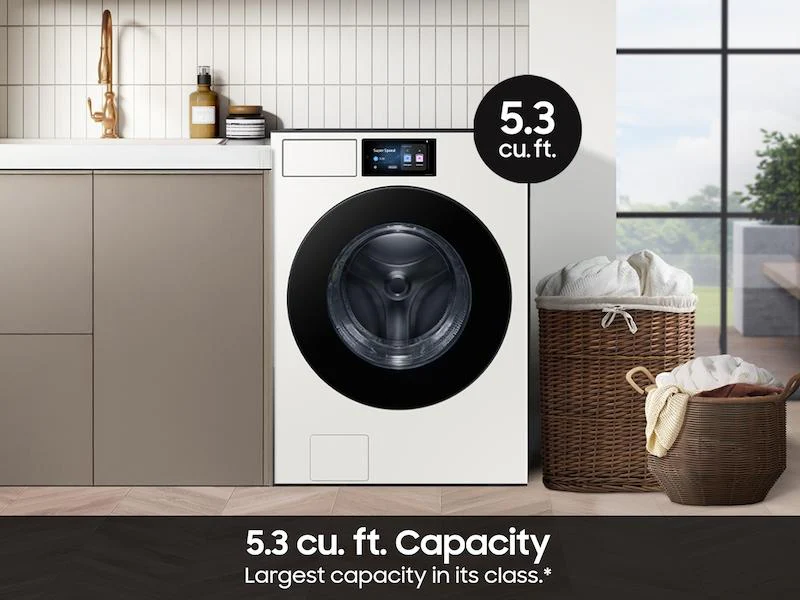 Samsung WF90F53ADY 5.3 cu. ft. Bespoke AI Ultra Capacity Front Load Washer with AI Home and AI OptiWash+ in Ivory - Image 5