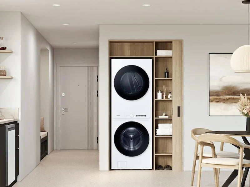 Samsung WH46DBH100GW Bespoke 4.6 cu. ft. AI Laundry Hub™ Large Capacity Single Unit Washer with Steam Wash and 7.6 cu. ft. Gas Dryer in White - Image 4