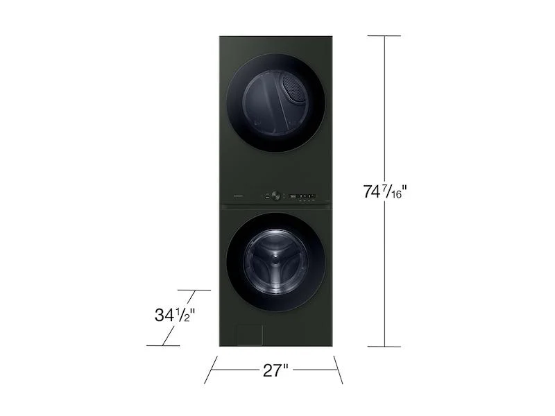 Samsung WH53DBH700GF Bespoke 5.3 cu. ft. AI Laundry Hub™ Ultra Capacity Single Unit Washer with AI OptiWash™ and 7.6 cu. ft. Gas Dryer in Satin Green - Image 3