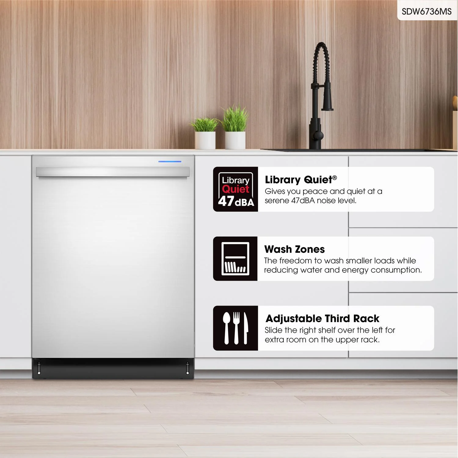 SDW6736MS Sharp 24 in. Stainless Steel 47dB Dishwasher - Image 15