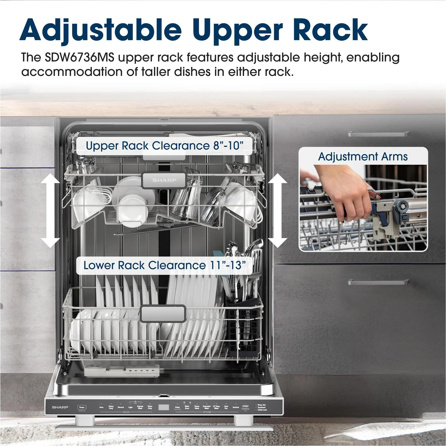 SDW6736MS Sharp 24 in. Stainless Steel 47dB Dishwasher - Image 22