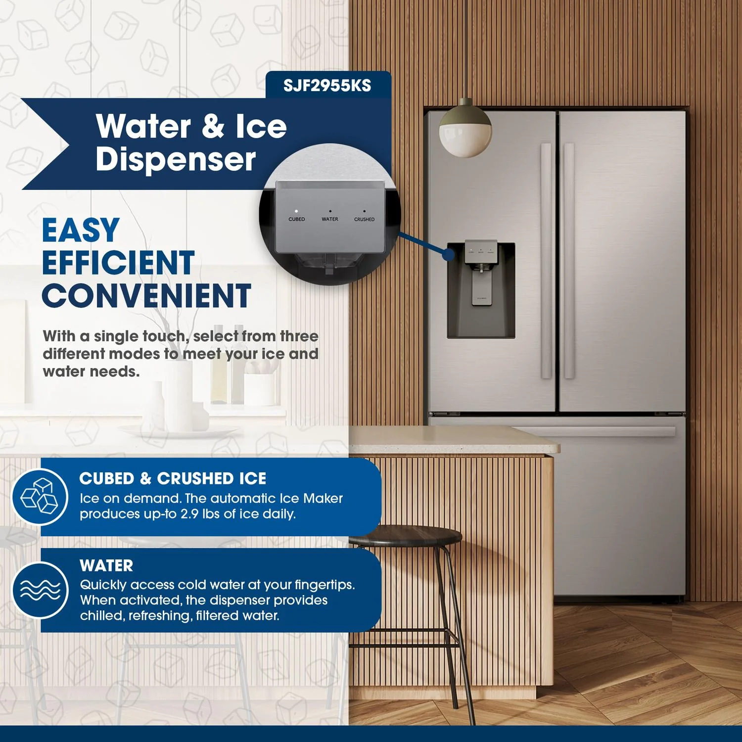 SJF2955KS Sharp French 3-Door Refrigerator with Water Dispenser - Image 9