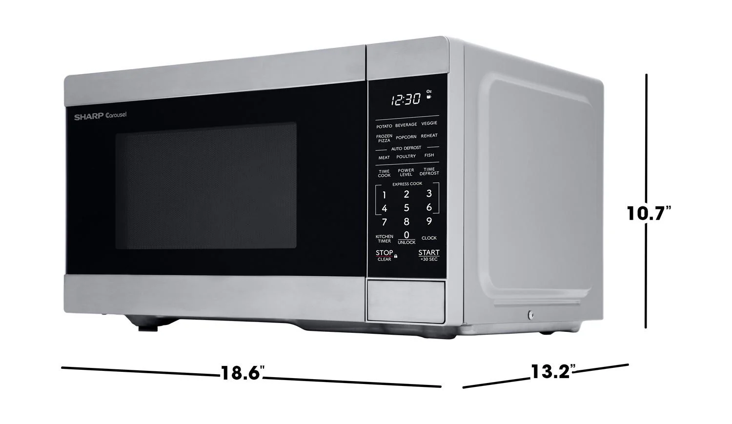 SMC0962KS Sharp 0.9 cu. ft. 900W Stainless Steel Countertop Microwave Oven - Image 7