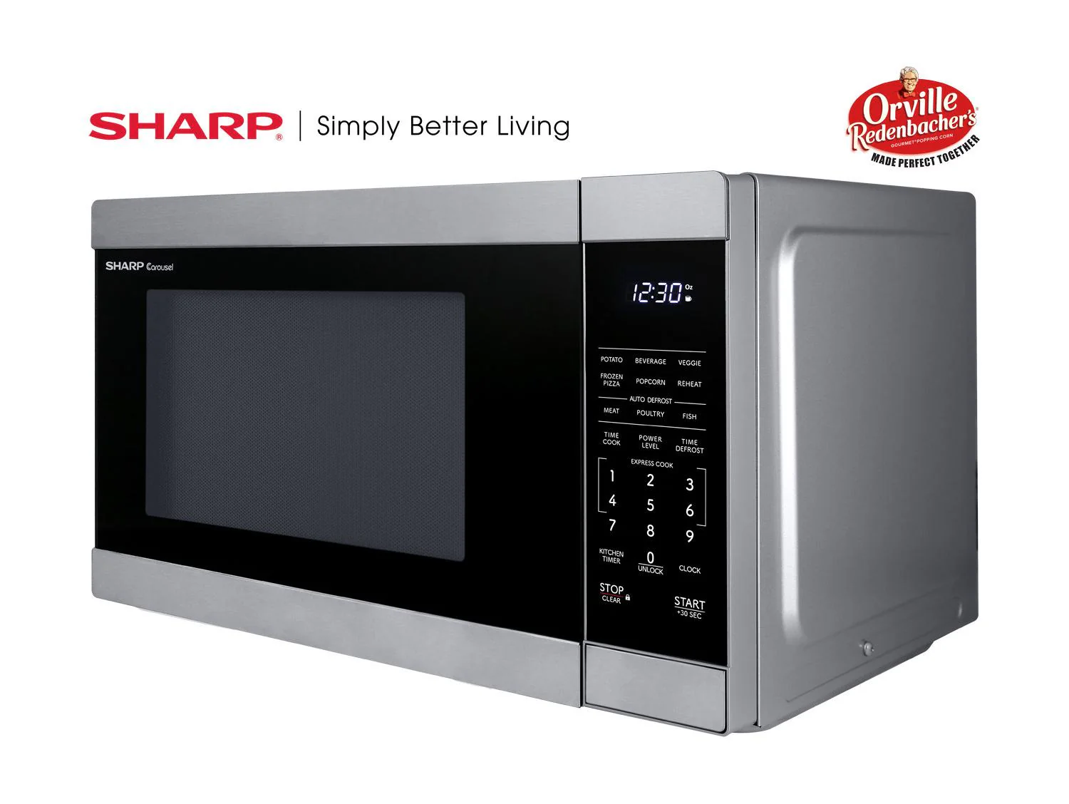SMC1162KS Sharp 1.1 cu. ft. 1000W Stainless Steel Countertop Microwave Oven - Image 3