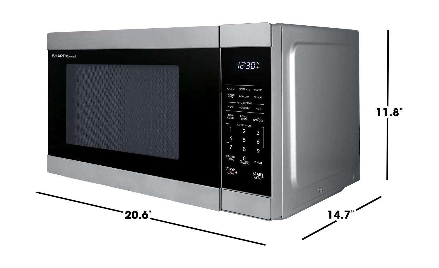 SMC1162KS Sharp 1.1 cu. ft. 1000W Stainless Steel Countertop Microwave Oven - Image 8