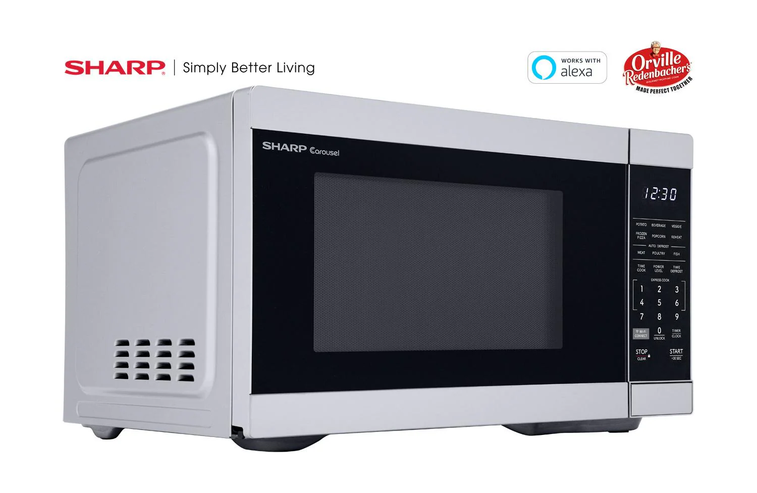 SMC1169KS Sharp 1.1 cu. ft. 1000W Smart Stainless Steel Countertop Microwave Oven - Image 4
