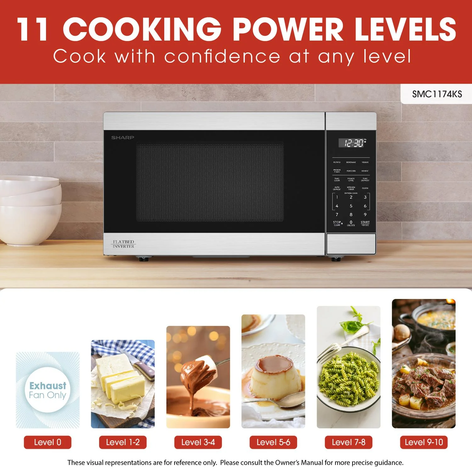 SMC1174KS Sharp 1.1 cu. ft. 1100W Flatbed Countertop Microwave Oven with Inverter Technology - Image 22