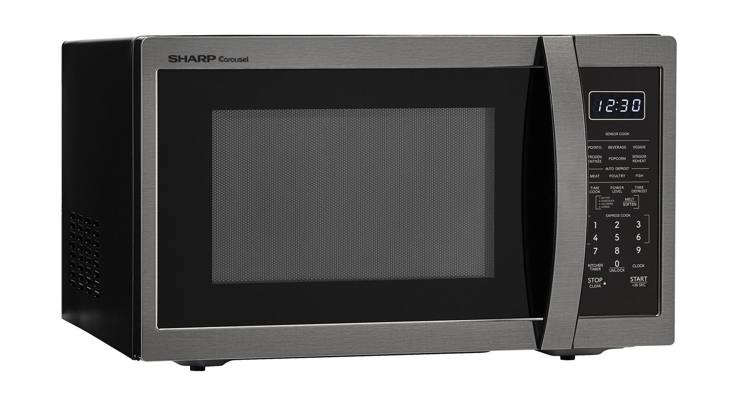 SMC1452KH Sharp 1.4 cu. ft. 1100W Black Stainless Steel Countertop Microwave Oven - Image 3