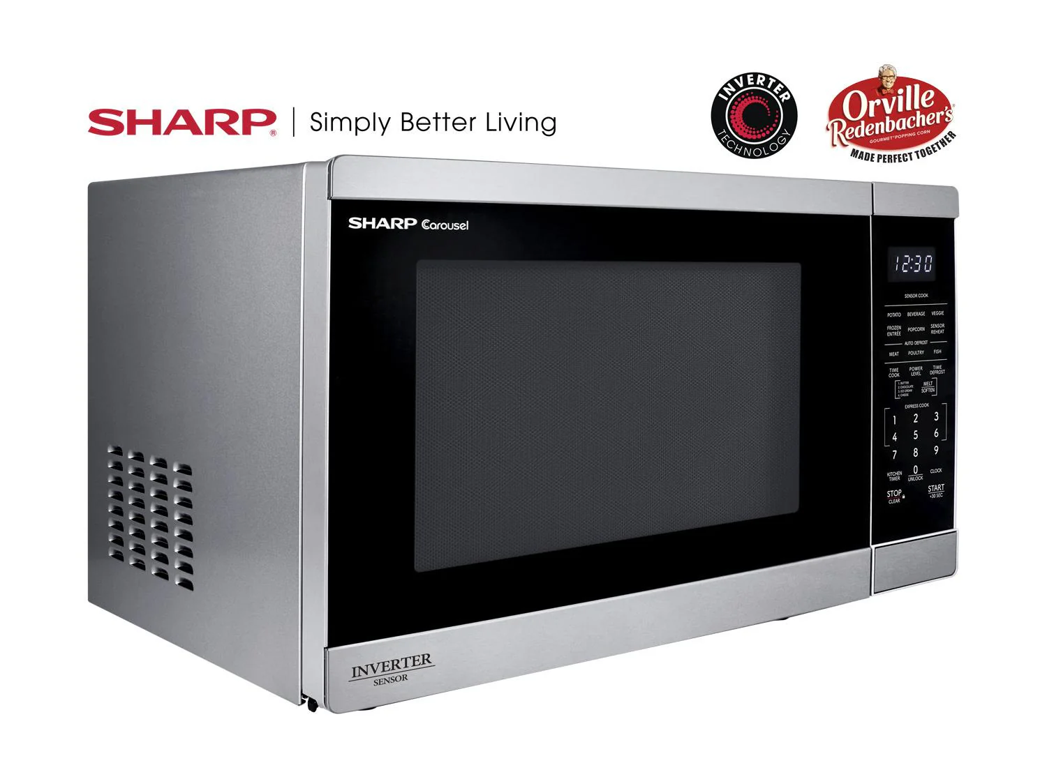 SMC1464KS Sharp 1.4 cu. ft. 1100W Stainless Steel Countertop Microwave Oven with Inverter Technology - Image 4