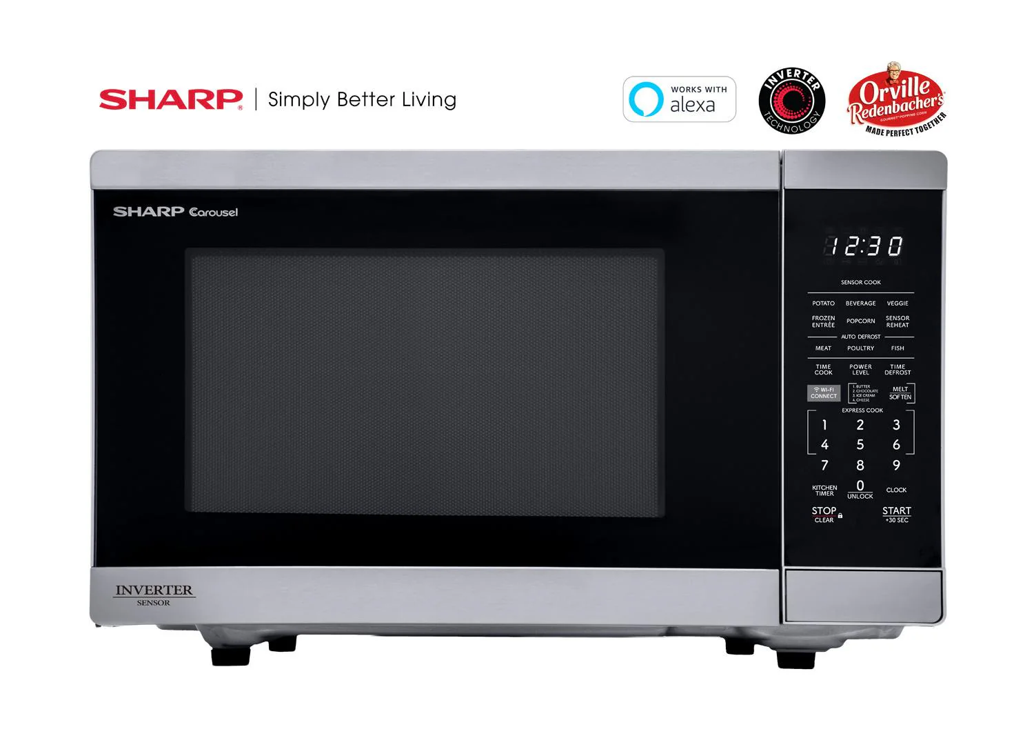 SMC1469KS Sharp 1.4 cu. ft. 1100W Smart Stainless Steel Microwave Oven with Inverter Technology - Image 2