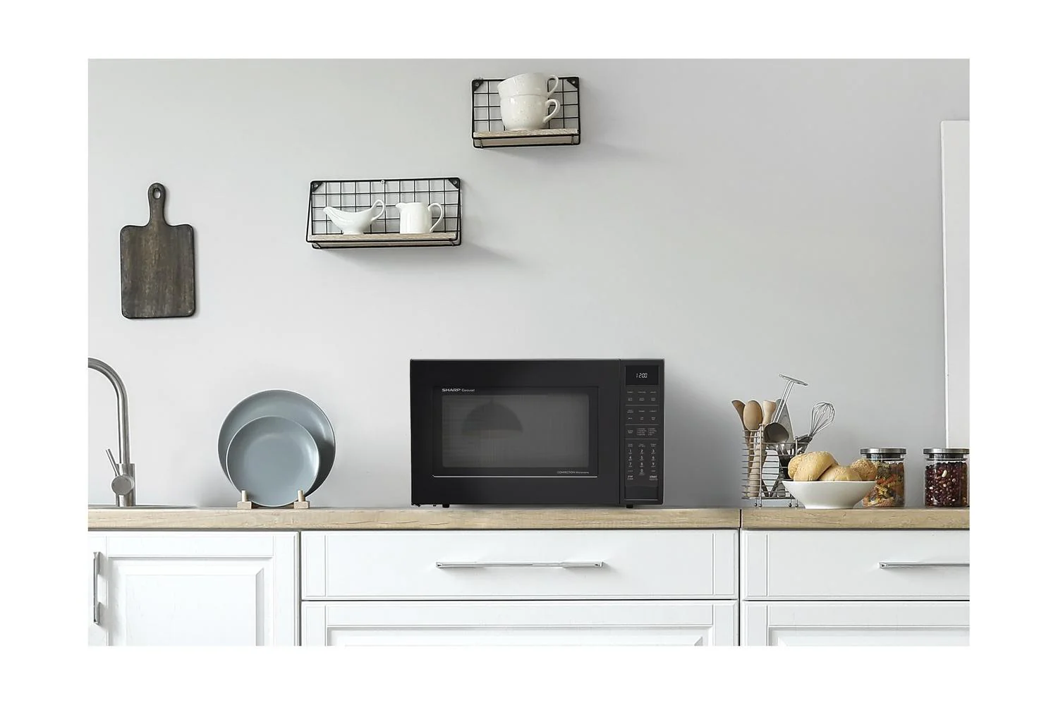 SMC1585KB Sharp 1.5 cu. ft. 900W Black Convection Countertop Microwave Oven - Image 7