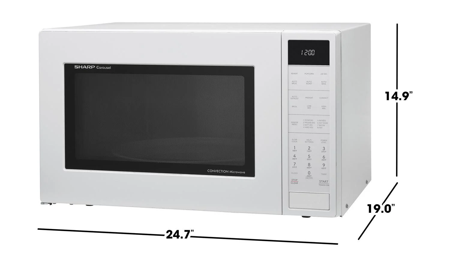 SMC1585KW Sharp 1.5 cu. ft. 900W White Convection Countertop Microwave Oven - Image 8