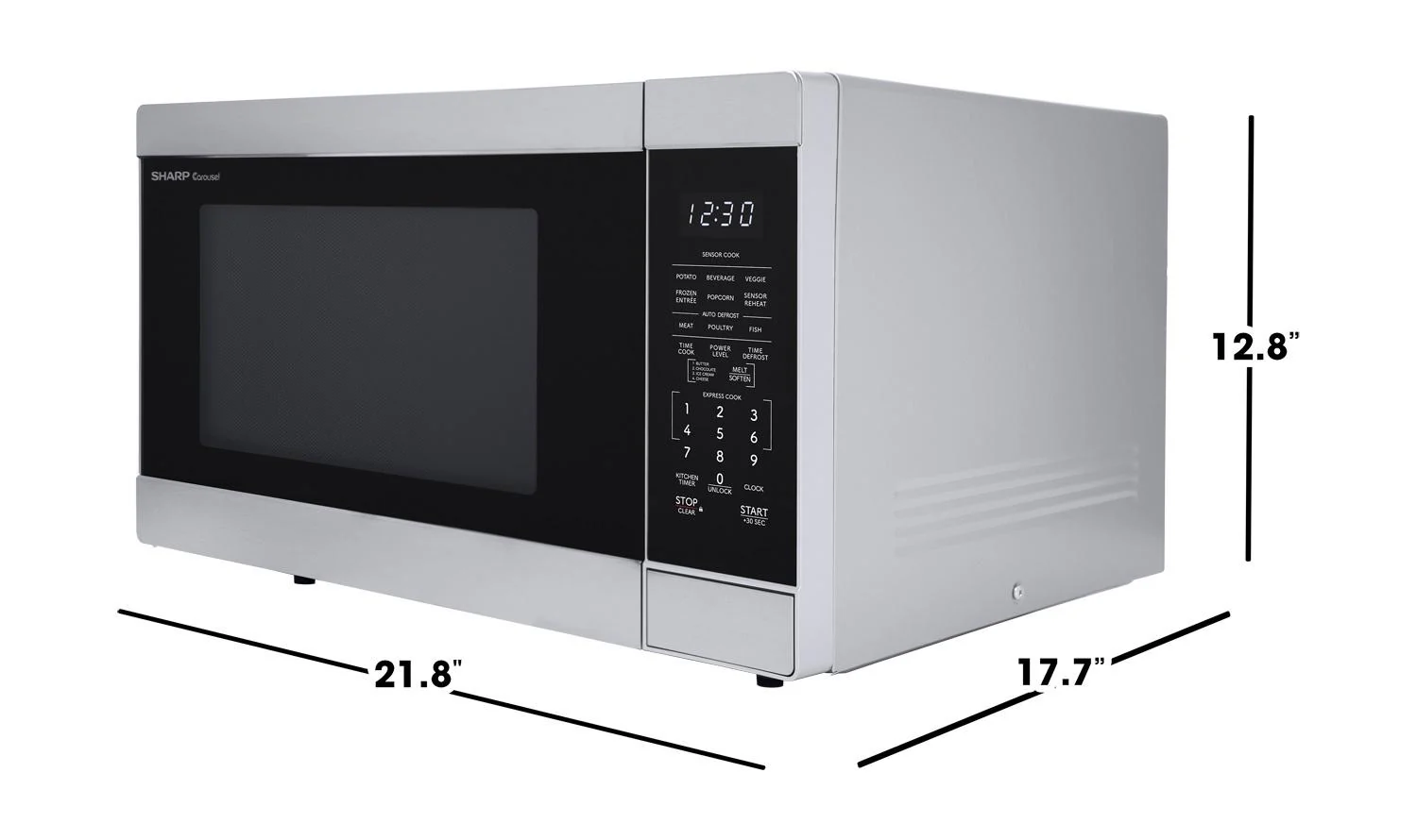 SMC1662KS Sharp 1.6 cu. ft. 1100W Stainless Steel Countertop Microwave Oven - Image 7