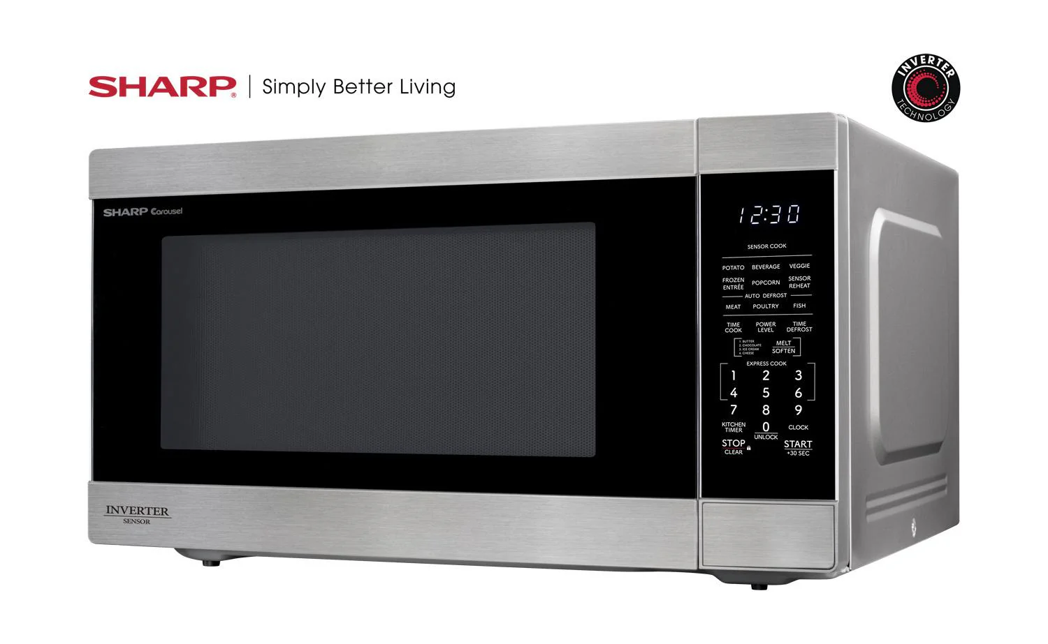 SMC2266KS Sharp 2.2 cu. ft. 1200W Stainless Steel Countertop Microwave Oven with Inverter Technology - Image 3