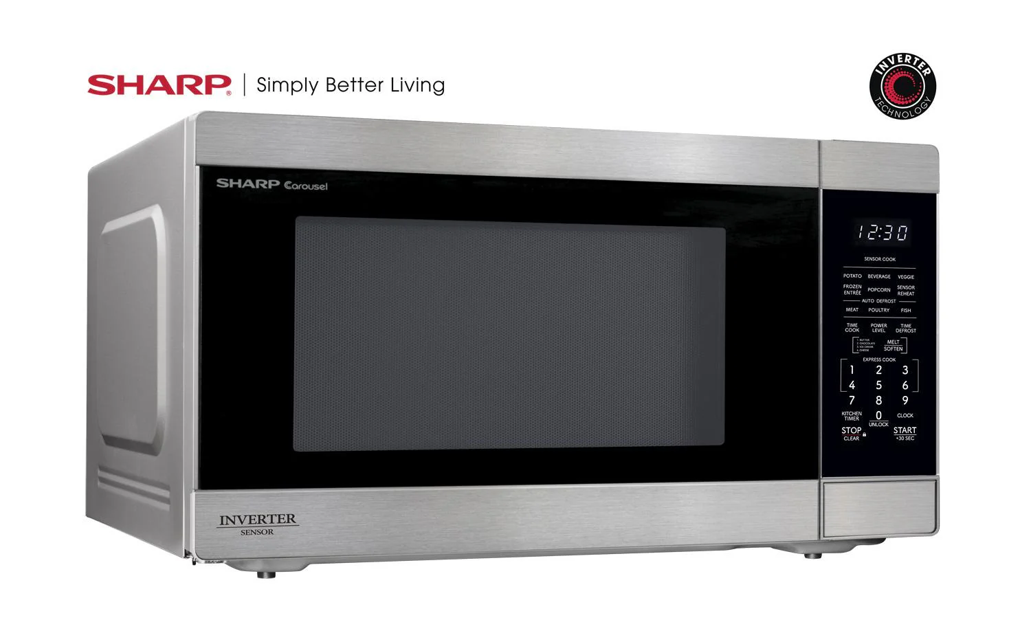 SMC2266KS Sharp 2.2 cu. ft. 1200W Stainless Steel Countertop Microwave Oven with Inverter Technology - Image 4