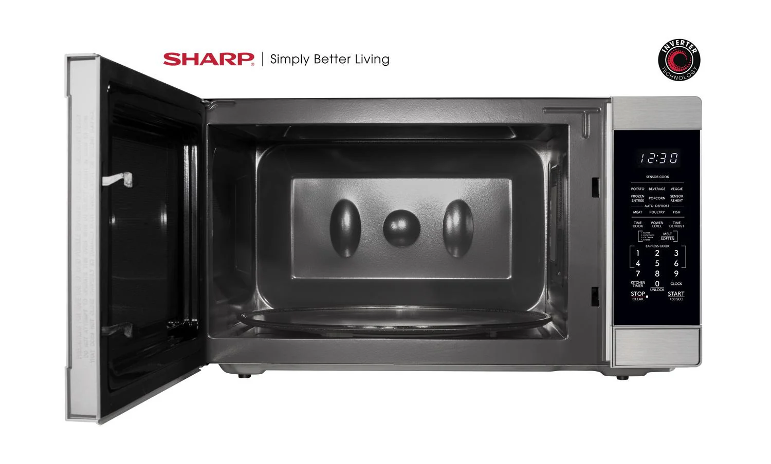 SMC2266KS Sharp 2.2 cu. ft. 1200W Stainless Steel Countertop Microwave Oven with Inverter Technology - Image 5