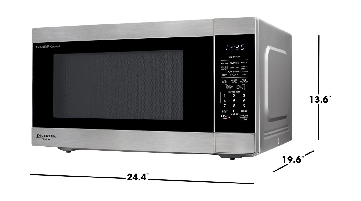 SMC2266KS Sharp 2.2 cu. ft. 1200W Stainless Steel Countertop Microwave Oven with Inverter Technology - Image 8