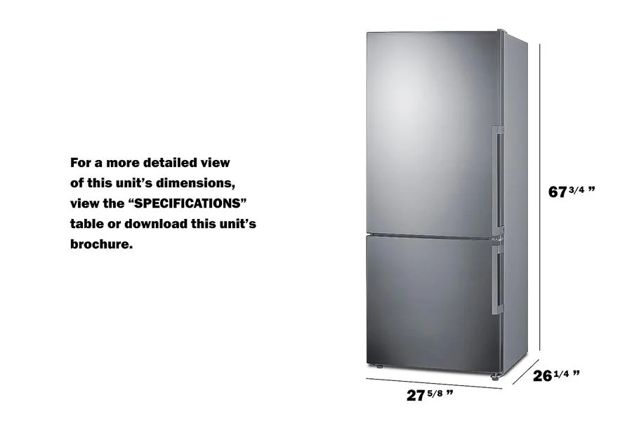Summit FFBF284SSIMLHD 28" Wide Bottom Freezer Refrigerator - Image 8