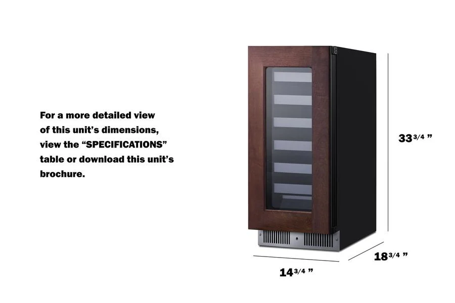 Summit SDHW1532PNR 15" Wide Built-in Wine Cellar (panel Not Included) - Image 9