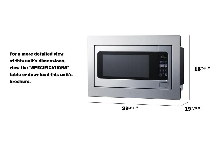 Summit SMBI27TK30 30" Wide Built-in Microwave (trim Kit Included) - Image 6