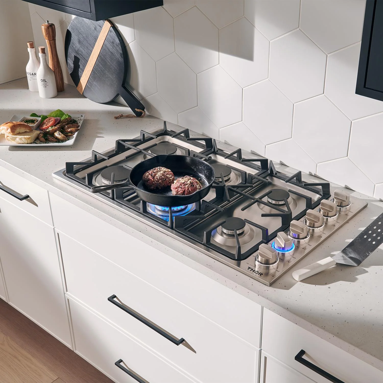 TGC3601 Thor Kitchen 36 Inch Professional Drop-in Gas Cooktop In Stainless Steel - Image 8