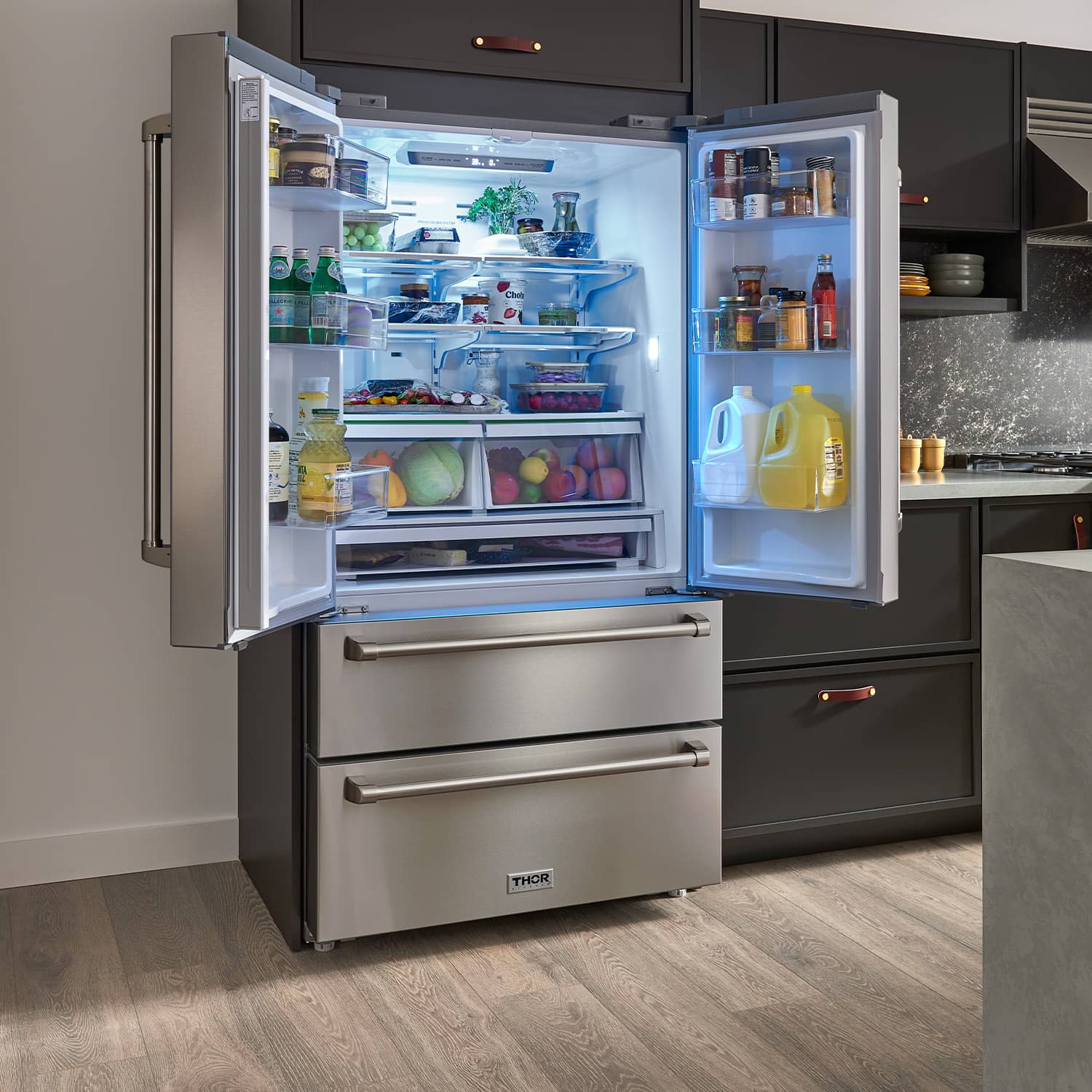 TRF3602 Thor Kitchen 36 Inch Professional French Door Refrigerator With Freezer Drawers - Model Trf3602 - Image 2