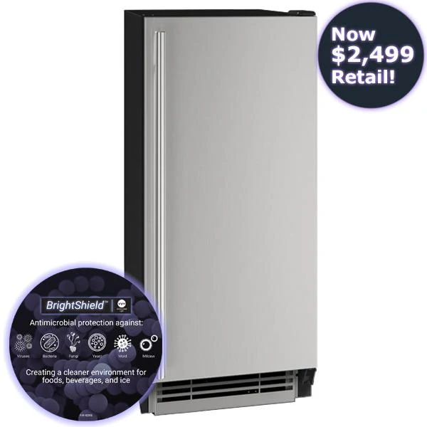 U-Line UHCP115SS81A Hcl115 / Hcp115 15" Clear Ice Machine With Stainless Solid Finish and Brightshield and Pump (115 V/60 Hz) - Image 2