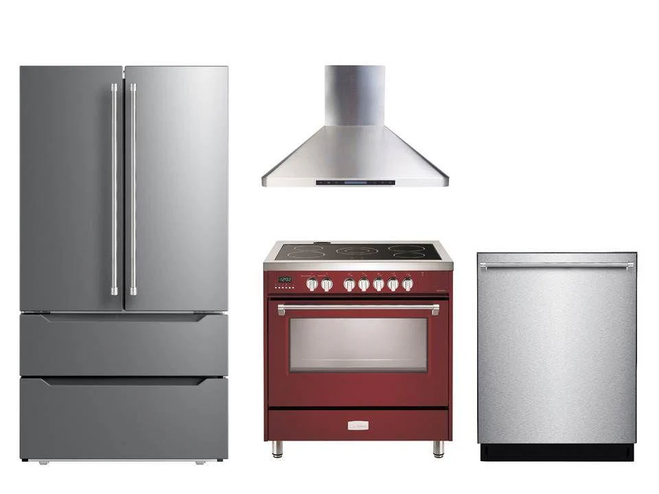 Verona VDFSEE365BU Designer 36" Electric Glass Top Range - Burgundy - Image 2