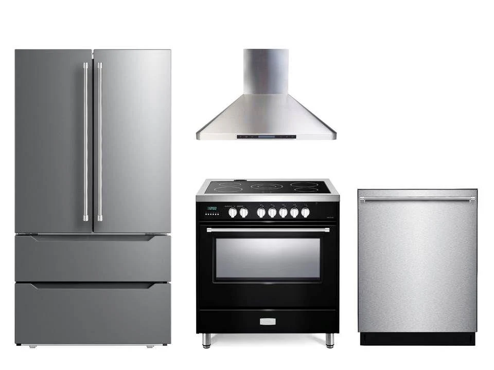 Verona VDFSEE365GB Designer 36" Electric Glass Top Range - Gloss Black - Image 2