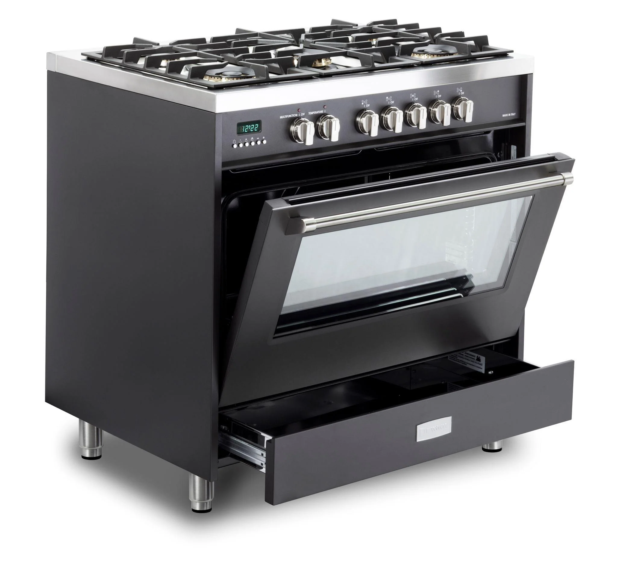 Designer 36" Dual Fuel Single Oven Range - Matte Black - Image 4