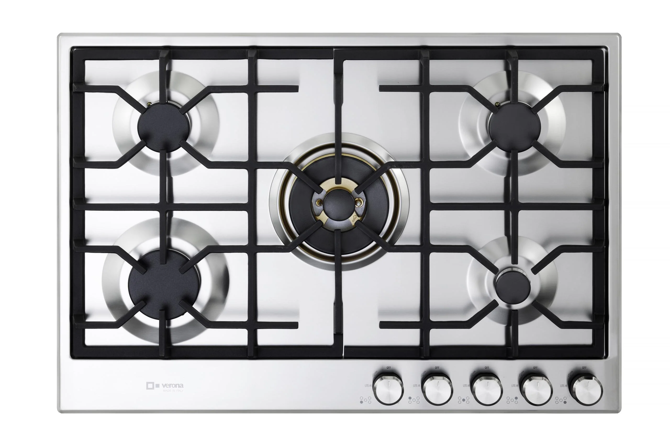 VDGCT530FSS Verona 30" Designer Gas Cooktop-Brass Burners SS - Image 2